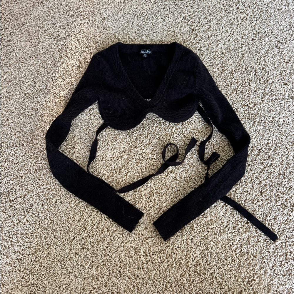For love and lemons cropped bra Black Long Sleeve Crop Top
